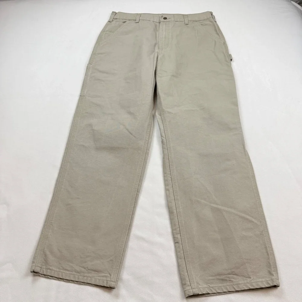 Carhartt B11-DES Original Dungaree Fit Canvas Work Pants Desert Tan 35x30 EUC